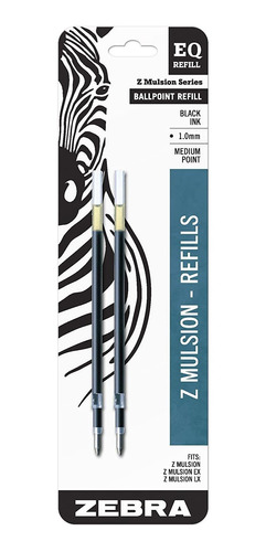 Recambio Zebra Z-mulsion Eq, 1,0 Mm, Tinta Negra, 2 Unidades
