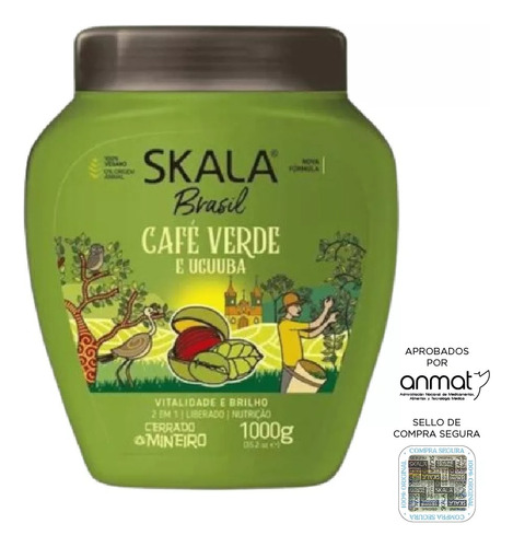 Máscara Capilar Vegana Hidratante Café Verde X1kg Skala