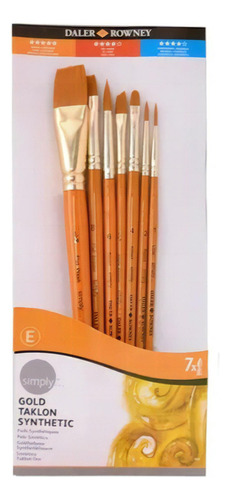 Set 7 Pinceles Taklon Daler Rowney Óleo Acrílico Acuarela