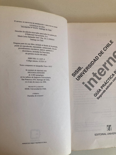 Editorial Universitaria, Internet Guía  De 1996 (usado)