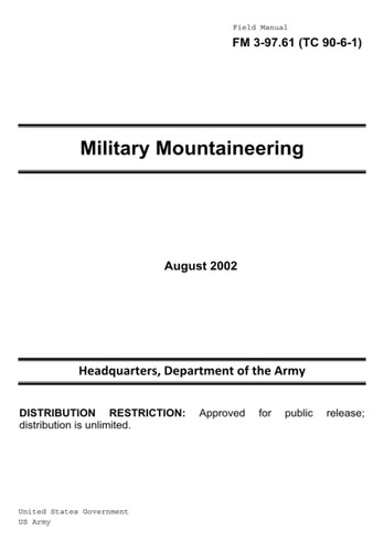 Libro: Field Manual Fm (tc 90-6-1) Military Mountaineering