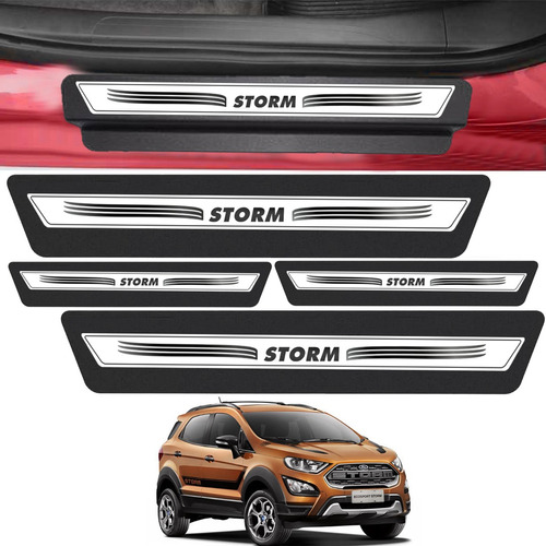 Kit 8 Peças Adesivo Soleira Porta Ecosport Storm 2019- Prata