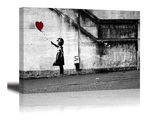 Pintura Banksy Lienzo, Piy Globo Rojo De Chicas Imprime Arte