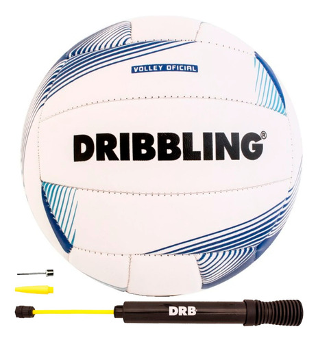 Pelota Voley Cosida Mano N5 + Inflador Doble Accion Volley