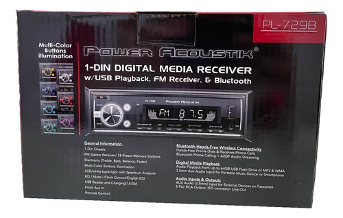 Estéreo Power Acoustick Un Din Bocinas 6.5 Db Es160