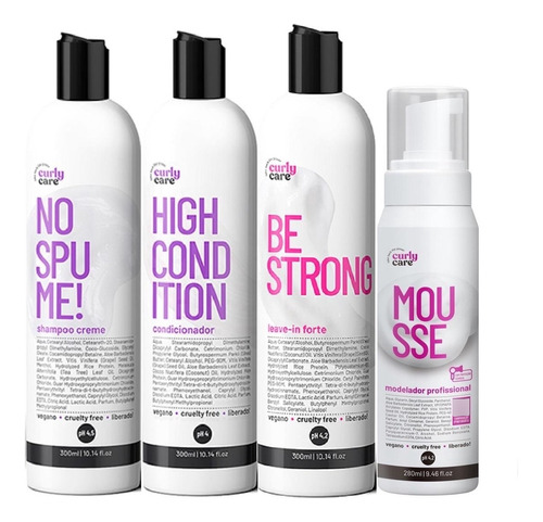 Kit Curly Care Com Be Strong E Mousse (4 Itens)