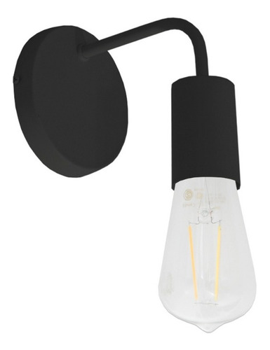 Imagen 1 de 10 de Aplique De Pared 1 Luz Brazo Curvo E27 Led Blanco O Negro