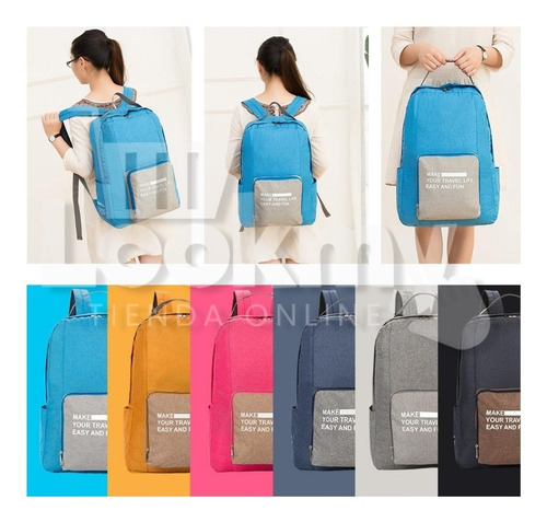 Imagen 10 de 10 de Mochila Plegable Organizador Viaje Impermeable Equipaje Mano