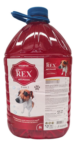 Shampoo 6 Em 1 Cachorro Pet Rex Antipulgas Carrapatos 5 Lts