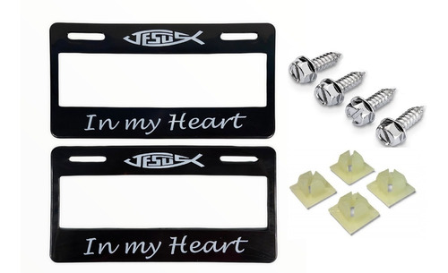 Par De Marcos Portaplacas Jesus My Heart Con Tornillos