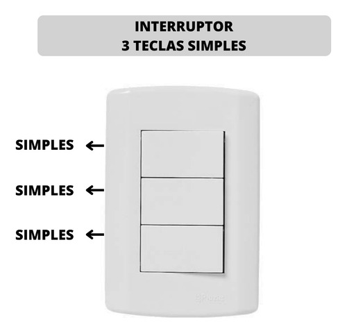 Interruptores Simples/paralelo Varios Modelos Com Placa 4x2 Cor Interruptor 3 Teclas Simples