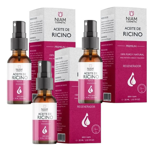 Aceite De Ricino Crece Barba, Pestañas Y Cejas 03 Frascos