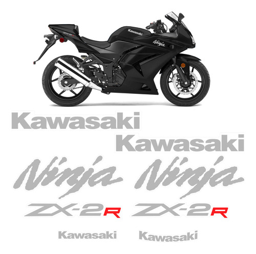 Kit Adesivos Moto Kawasaki Ninja 250r Cinza Modelo Original