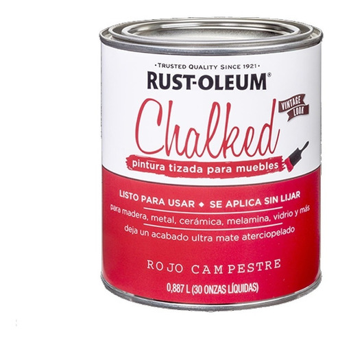 Chalked Pintura Tizada Brochable Rojo Rust Oleum Sibaco