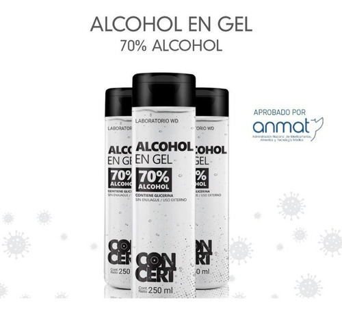 Imagen 1 de 10 de  Alcohol Gel De Manos Botella 250ml Certificado