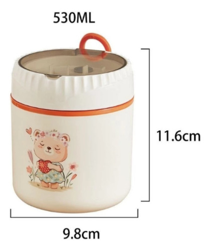 Marmita Térmica Inox 530ml Com Colher - Praticidade E Estilo
