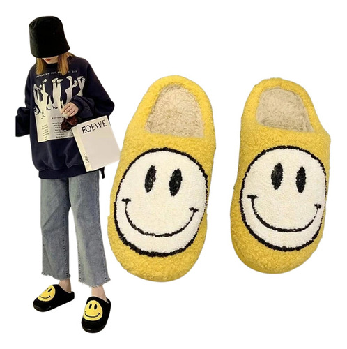 Pantuflas Diseño Moderno Unisex Con Carita Emoticón Invierno