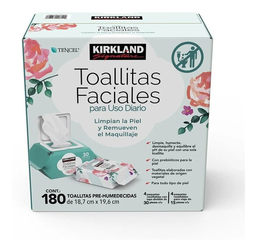 Toallitas Kirkland Desmaquillantes Con Agua Micelar 180 Pz