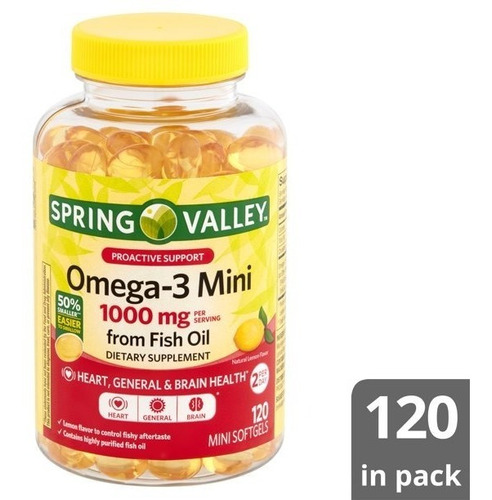 Omega 3 Mini 1000 Mg Spring Valley  120 Mini Softgels Eua