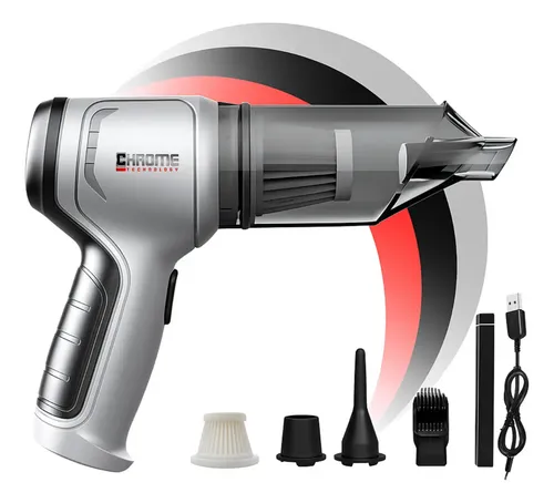 Mini Aspirador De Pó Portátil Recarregável Soprador Usb Automotivo 3em1 Sem Fio Premium Vácuo Limpeza Carro Multifuncional Casa Chrome Technology