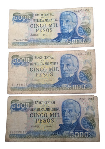 Billetes República De Argentina 3 Piezas Usados 