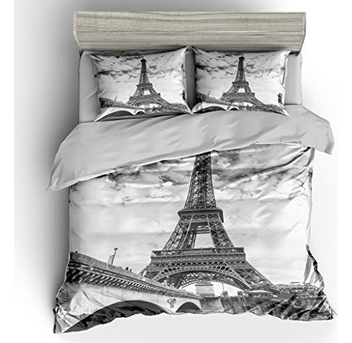 Ropa De Cama De Matrimonio Fija Torre Eiffel Conjunto 3...