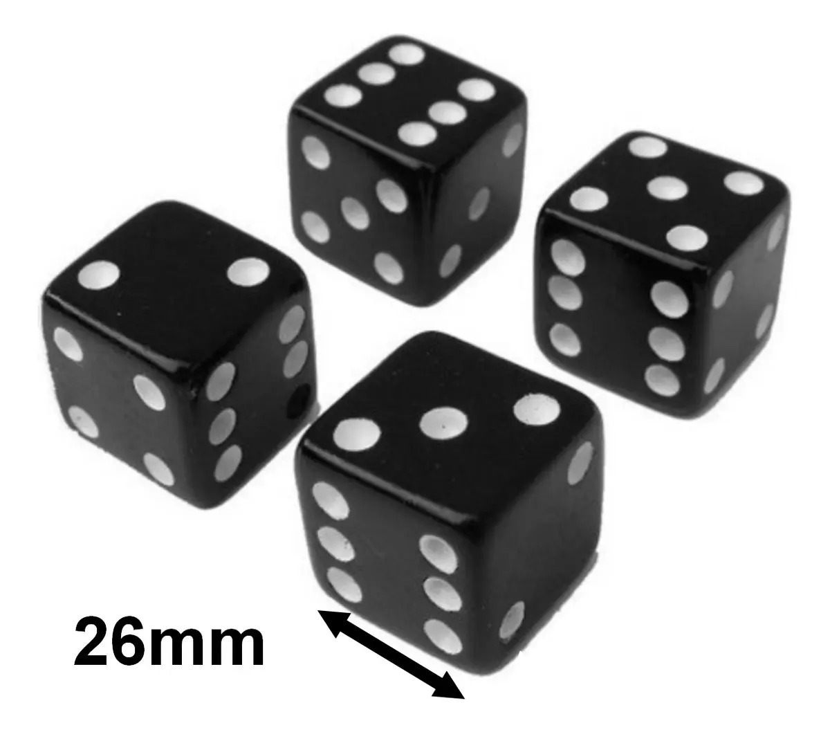 4 Jogo De Dado 26mm (2,6cm) Ej Games - Preto