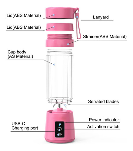 12 Mini Licuadora Para Jugos Portatil Recargable Usb Mayoreo
