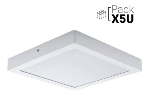 Panel  Plafon Led Aplicar Cuadrado 6w  - Pack X 5u Color Blanco Color De La Luz Frío