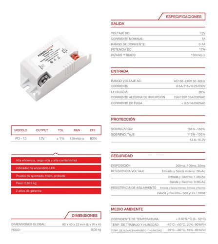 Fuente 1a Powerswitch 110-220 Vac / 12 Vdc. Arealed Rosario
