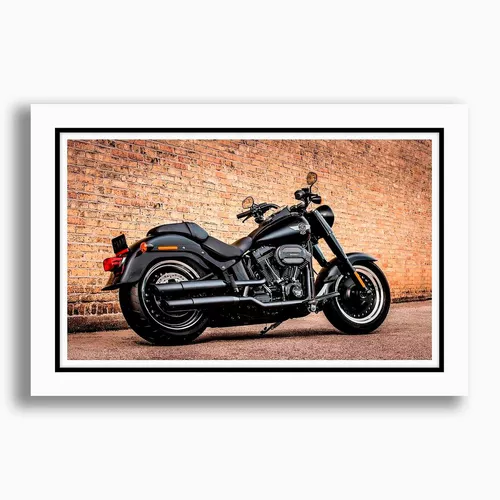 Quadro decorativo desenho moto Harley Davison bege