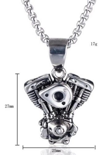 Collar Colgante Motor Motocicleta Retro Hombre Rock Hip Hop Plateado