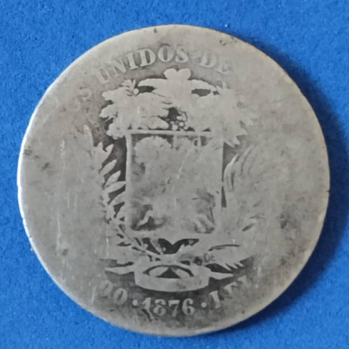 Moneda 5 Reales 1876, Plata Bamba.