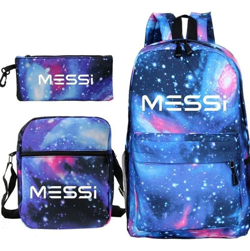 Mochilas Escolares Messi Bolsos De Hombro Casuales 3 Pcs Set