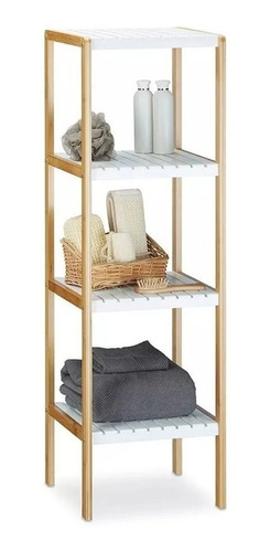 Imagen 3 de 10 de Estantería De Bambú 4 Estantes Repisa Baño