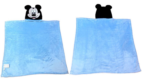 Imagem 2 de 4 de Manta Para Bebê Com Capuz Mickey Mouse Azul Menino Disney