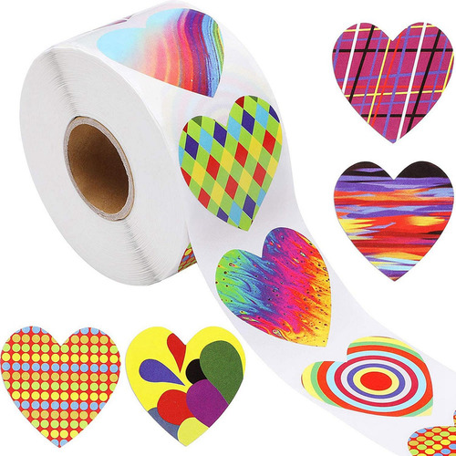 500 Uds Pegatinas De Corazón Para Niños Pegatina 1 Pulgada
