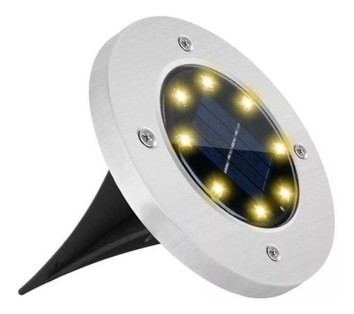 Imagen 1 de 10 de Foco Luz Solar 8 Led C/sensor Estaca Embutir Jardin Exterior
