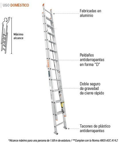 Escalera Telescopica De Aluminio 20 Pasos Truper