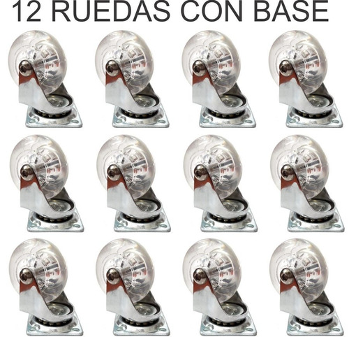 Imagen 2 de 8 de Combo Ruedas De Silicona Transparente Grande 65mm Base Goma
