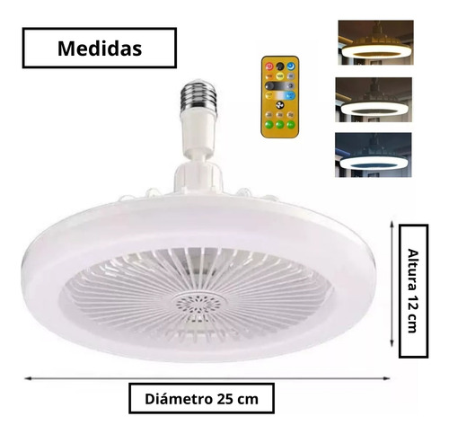 Foco Ventilador Techo Luz Led Control Blanco Interiores Aire