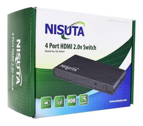 Switch Hdmi 4 Puertos Cont Remoto 3d 1080p 4k Nisuta Ns-swh4