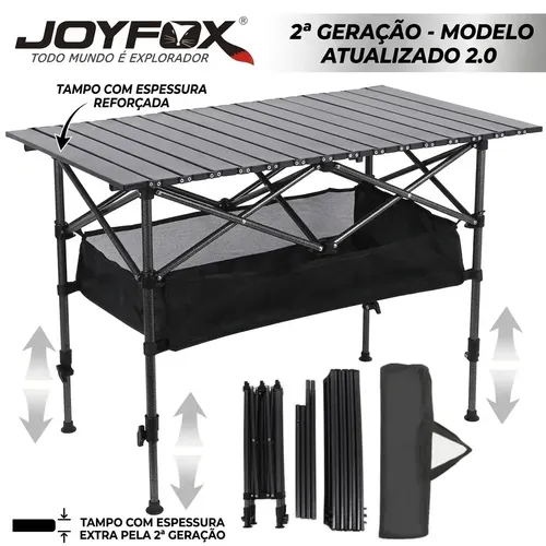 Joyfox Mesa Camping Dobrável Joyfox Versão G2 Altura Regulável 50-80c