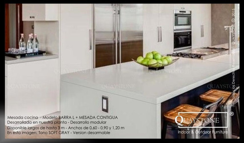 Barra Mesada Parrilla Cocina -isla Marmol Cajonera Silestone
