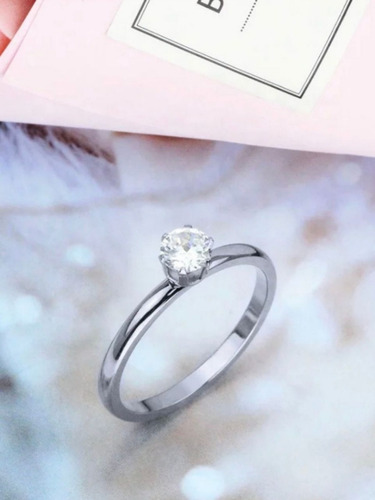 Anillo Solitario En Acero Quirúrgico Casamiento Cintillos