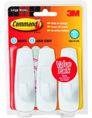 3m Command White Utility Hooks 5 Lb 3 Pk (pack Of 3) Cct