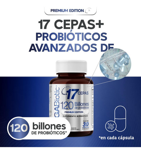 Suplemento Alimenticio 120 Billones 17 Cepas Premium 30 Caps Sabor No Saborizado
