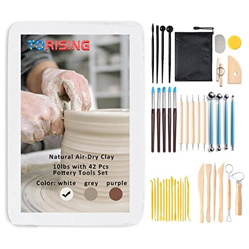 Air Dry Clay 10 Lbs With 42 Pcs Set Pottery Clay Tools ...