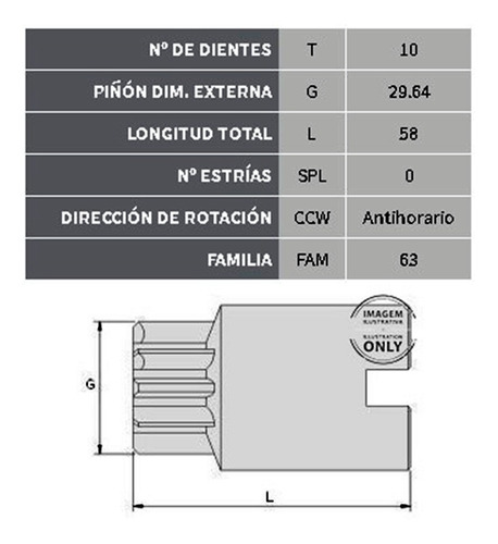 Imagen 2 de 6 de Bendix De Arranque Tipo Lucas Ford Escort Barril 10 Dientes