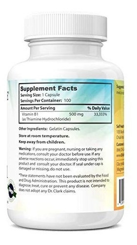Dr Clark Store Vitamina B1 Apoyo Sist Nervioso Nivel Energia